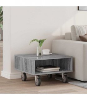 vidaXL Side Table with Wheels Grey Sonoma 50.5 x 50 x 30 cm