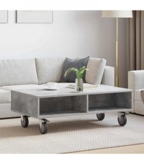 vidaXL Side Table with Wheels Concrete Grey 90 x 50 x 30 cm