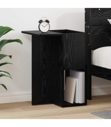 vidaXL End Table Black Oak 35 x 40 x 55 cm Engineered Wood