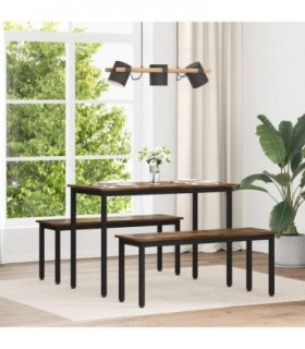 vidaXL Dining Tables 110 x 100 x 75 cm METAL — Colour: Smoked oak, Size: 110 x 55 x 75 cm