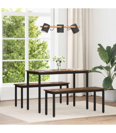 vidaXL Dining Tables 110 x 100 x 75 cm METAL — Colour: Smoked oak, Size: 110 x 55 x 75 cm
