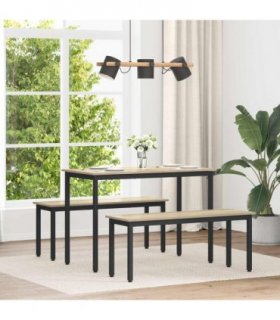 vidaXL Dining Tables 110 x 100 x 75 cm METAL — Colour: Sonoma oak, Size: 110 x 55 x 75 cm