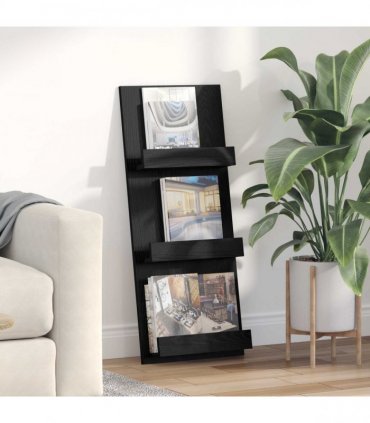 vidaXL Magazine Rack Black Oak 43 x 11 x 102 cm Engineered Wood