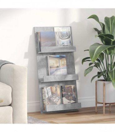 vidaXL Magazine Rack Concrete Grey 51 x 11 x 102 cm Engineered Wood