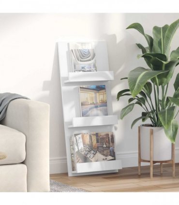 vidaXL Magazine Rack with Shelf White 43 x 11 x 102 cm Engineered Wood