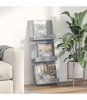vidaXL Magazine Rack Concrete Grey 43 x 11 x 102 cm Engineered Wood
