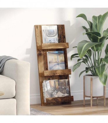 vidaXL Magazine Rack Old Wood 43 x 11 x 102 cm Engineered Wood