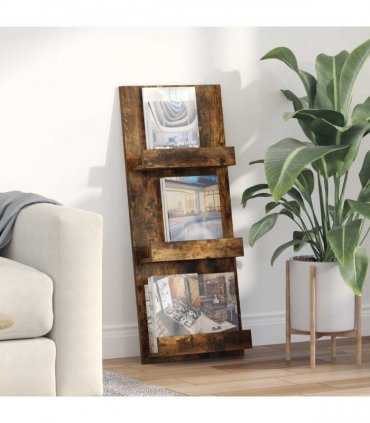 vidaXL Magazine Rack Smoked Oak 43 x 11 x 102 cm Engineered Wood