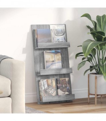 vidaXL Magazine Rack Grey Sonoma 51 x 11 x 102 cm Engineered Wood