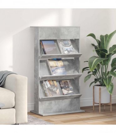 vidaXL Magazine Rack Concrete Grey 70 x 41 x 126 cm Engineered Wood