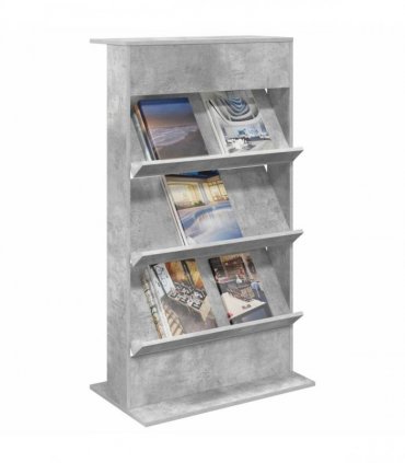 vidaXL Magazine Rack Concrete Grey 70 x 41 x 126 cm Engineered Wood