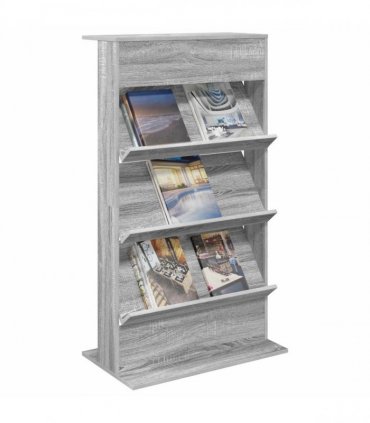 vidaXL Magazine Rack Grey Sonoma 70 x 41 x 126 cm Engineered Wood