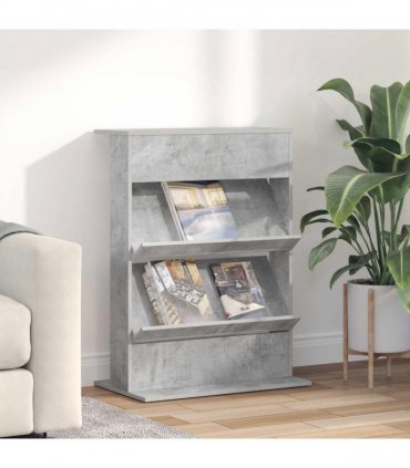 vidaXL Magazine Rack Concrete Grey 70 x 41 x 96 cm Engineered Wood