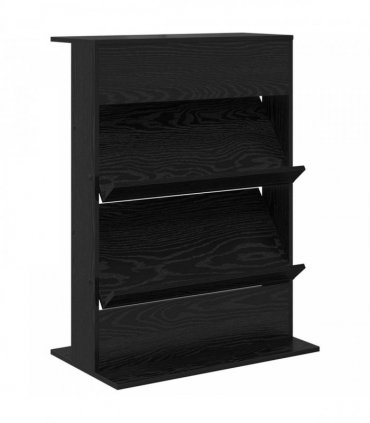 vidaXL Magazine Rack Black Oak 70 x 41 x 96 cm Engineered Wood