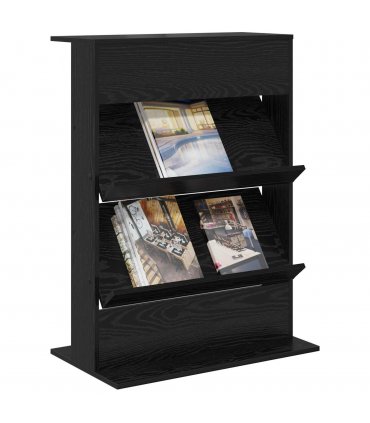 vidaXL Magazine Rack Black Oak 70 x 41 x 96 cm Engineered Wood