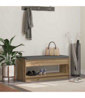 vidaXL Hall Bench with Cushion with Shelf Artisan Oak 103 x 38 x 45 cm