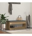 vidaXL Hall Bench with Cushion with Shelf Artisan Oak 103 x 38 x 45 cm