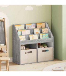 vidaXL Kids Bookshelf Grey Sonoma 72.5 x 29.5 x 69 cm Engineered Wood