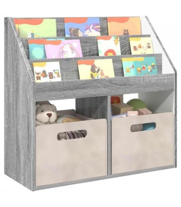 vidaXL Kids Bookshelf Grey Sonoma 72.5 x 29.5 x 69 cm Engineered Wood