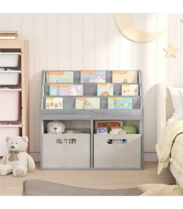 vidaXL Kids Bookshelf Grey Sonoma 72.5 x 29.5 x 69 cm Engineered Wood