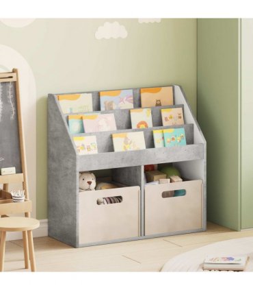 vidaXL Kids Bookshelf with Storage Concrete Grey 72.5 x 29.5 x 69 cm
