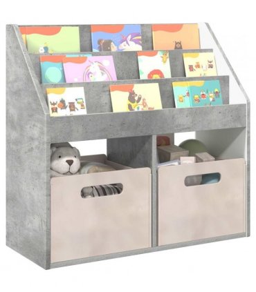 vidaXL Kids Bookshelf with Storage Concrete Grey 72.5 x 29.5 x 69 cm
