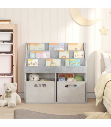 vidaXL Kids Bookshelf with Storage Concrete Grey 72.5 x 29.5 x 69 cm