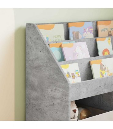 vidaXL Kids Bookshelf with Storage Concrete Grey 72.5 x 29.5 x 69 cm