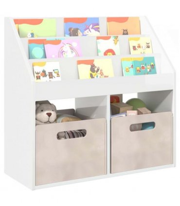vidaXL Kids Bookshelf High Gloss White 72.5 x 29.5 x 69 cm