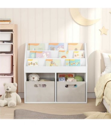 vidaXL Kids Bookshelf High Gloss White 72.5 x 29.5 x 69 cm