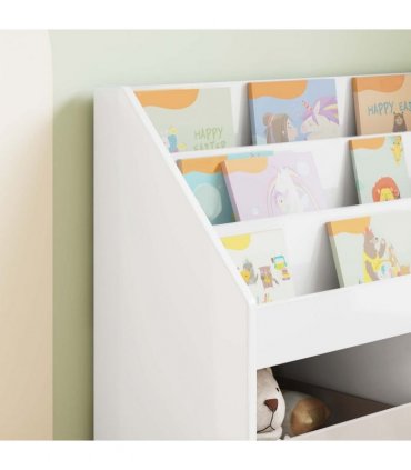 vidaXL Kids Bookshelf High Gloss White 72.5 x 29.5 x 69 cm