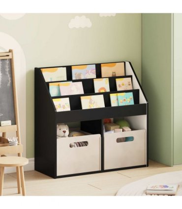vidaXL Kids Bookshelf Black 72.5 x 29.5 x 69 cm Engineered Wood