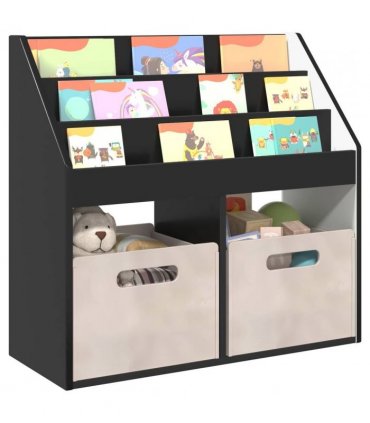 vidaXL Kids Bookshelf Black 72.5 x 29.5 x 69 cm Engineered Wood