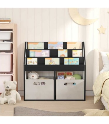 vidaXL Kids Bookshelf Black 72.5 x 29.5 x 69 cm Engineered Wood