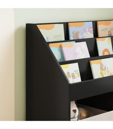 vidaXL Kids Bookshelf Black 72.5 x 29.5 x 69 cm Engineered Wood