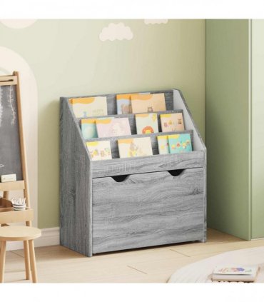 vidaXL Kids Bookshelf Grey Sonoma 60 x 29.5 x 69 cm Engineered Wood