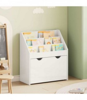 vidaXL Kids Bookshelf with Drawer High Gloss White 60 x 29.5 x 69 cm