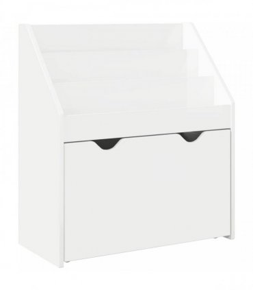 vidaXL Kids Bookshelf with Drawer High Gloss White 60 x 29.5 x 69 cm