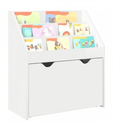 vidaXL Kids Bookshelf with Drawer High Gloss White 60 x 29.5 x 69 cm
