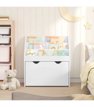 vidaXL Kids Bookshelf with Drawer High Gloss White 60 x 29.5 x 69 cm