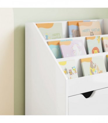 vidaXL Kids Bookshelf with Drawer High Gloss White 60 x 29.5 x 69 cm