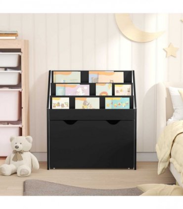 vidaXL Kids Bookshelf Black 60 x 29.5 x 69 cm Engineered Wood