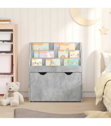 vidaXL Kids Bookshelf Concrete Grey 60 x 29.5 x 69 cm Engineered Wood