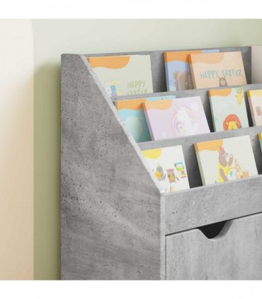 vidaXL Kids Bookshelf Concrete Grey 60 x 29.5 x 69 cm Engineered Wood