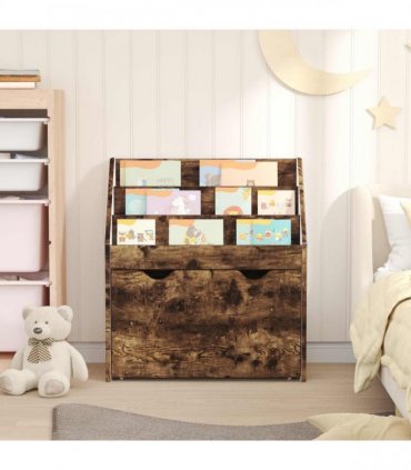 vidaXL Kids Bookshelf Smoked Oak 60 x 29.5 x 69 cm Engineered Wood