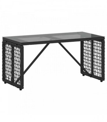 vidaXL Outdoor Table Black 80 x 40 x 40 cm PE Rattan and Glass