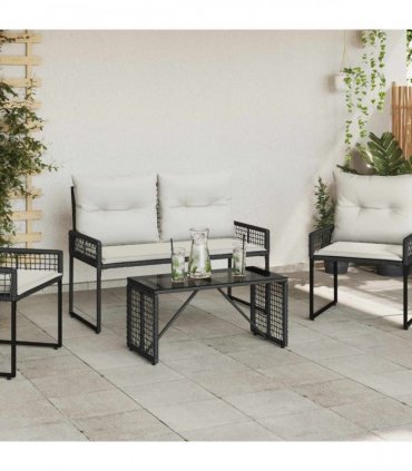 vidaXL Outdoor Table Black 80 x 40 x 40 cm PE Rattan and Glass