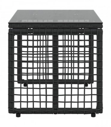vidaXL Outdoor Table Black 80 x 40 x 40 cm PE Rattan and Glass