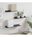 vidaXL Floating Shelf Wall-mounted 3 pcs Black 40 x 9 x 2.5 cm Steel — Size: 30/35/40 x 9 cm