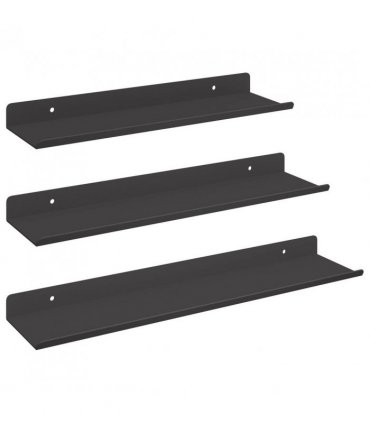 vidaXL Floating Shelf Wall-mounted 3 pcs Black 40 x 9 x 2.5 cm Steel — Size: 30/35/40 x 9 cm